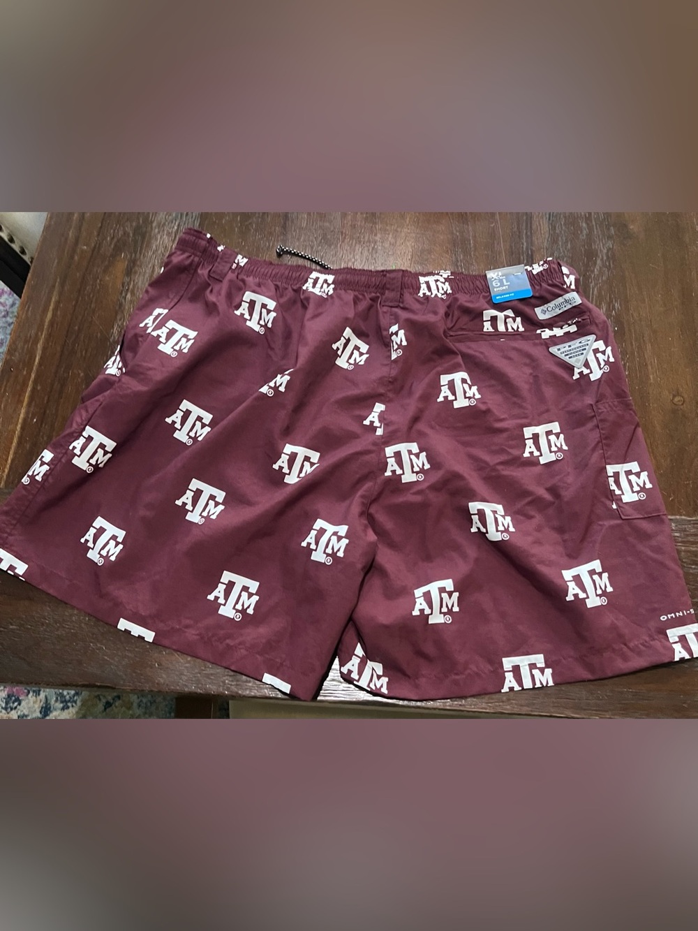 Columbia Men’s Texas A&M Athletic Shorts with White Logo Print NWT